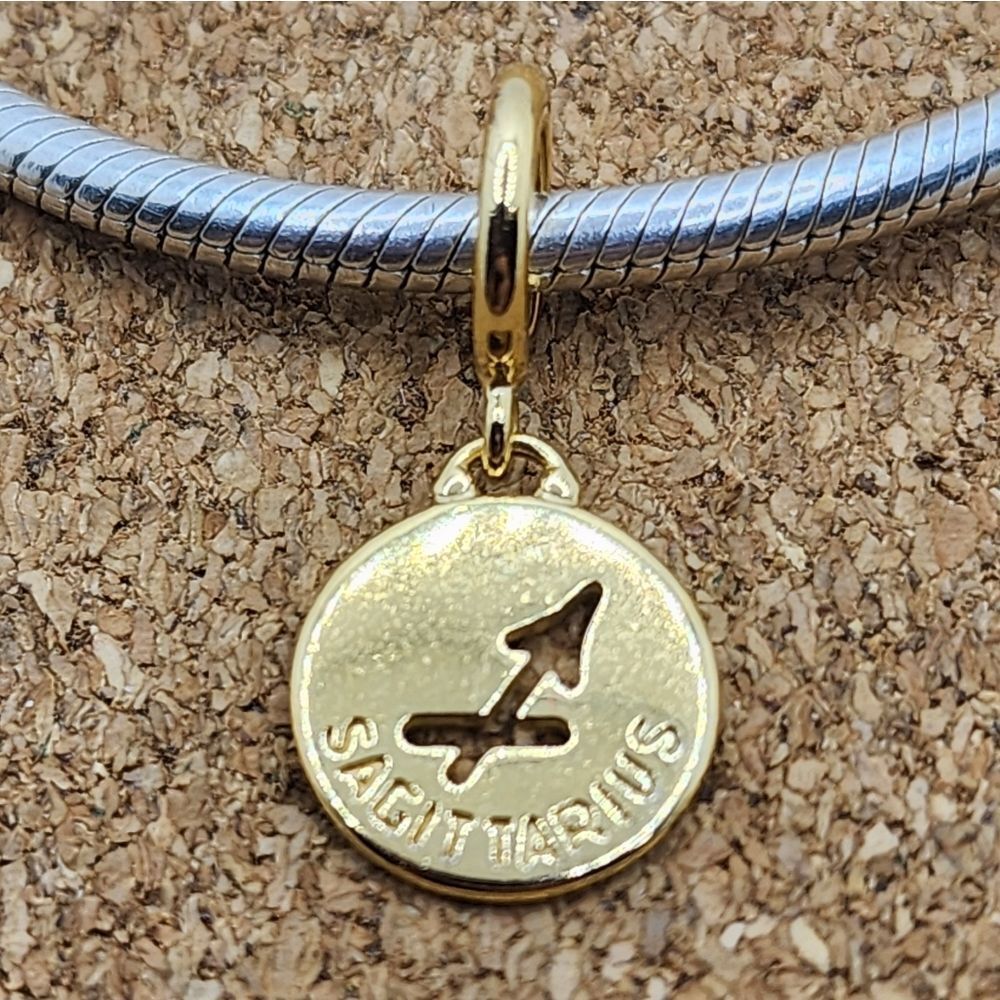 18K GOLD 925 STERLING CHARM ZODIAC SAGITTARIUS CHARM FOR PANDORA